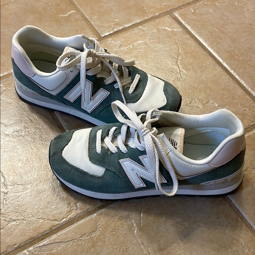 New Balance Green and White Sneakers
